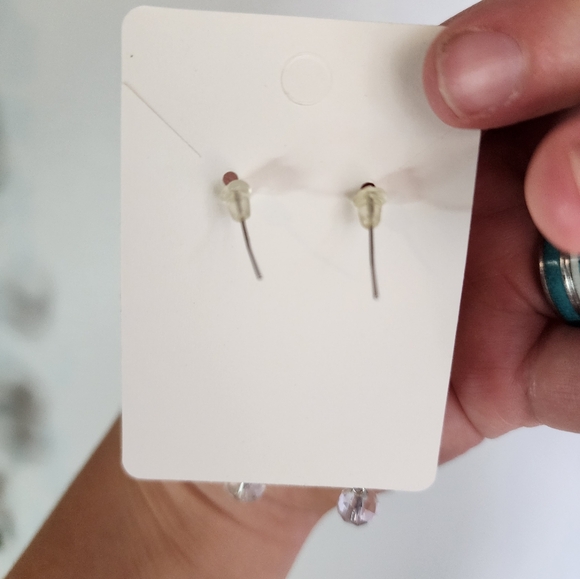 Mauve Faux Pearl Cluster Drop Earrings - Picture 4 of 6